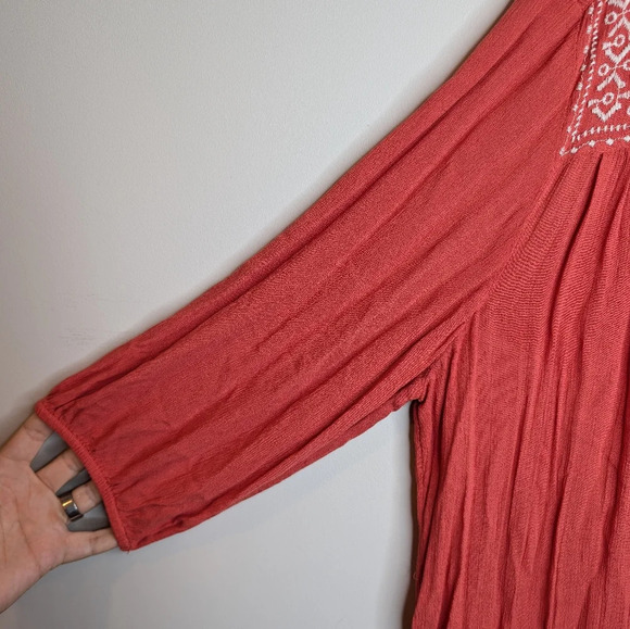 NWT St. Johns Bay Dark Coral White Embroidered Boho Tunic Top 0X Womens - Picture 9 of 10